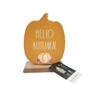 Rae Dunn Pumpkin Fall Decor Shelf Sitter Thanksgiving Sign Rustic Hello Autumn C